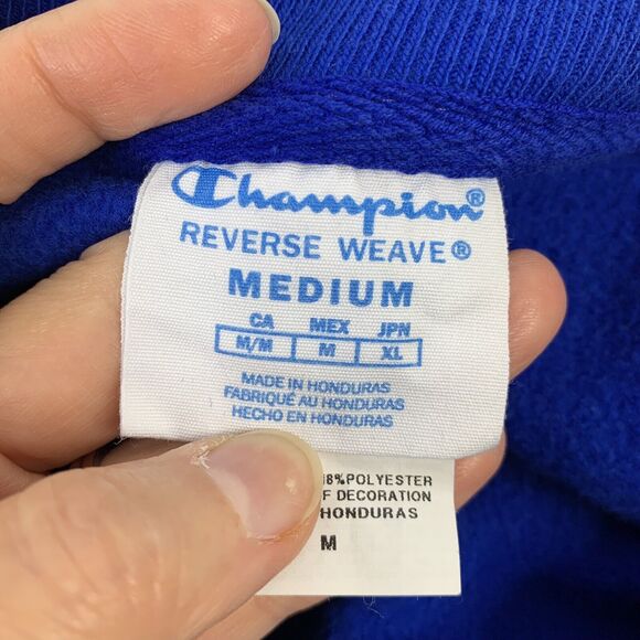 Champion Size M Crew Neck Sweatshirt Reverse Weave Royal Blue Oversized Pullover - Picture 3 of 9